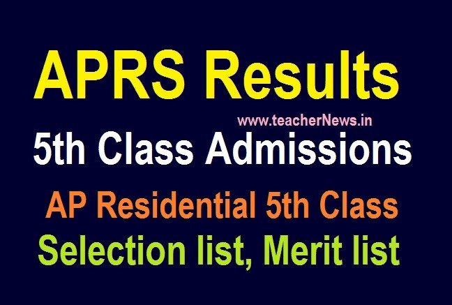 AP Residential 5th Results 2020 APREIS District School Wise 5th Merit Selection list