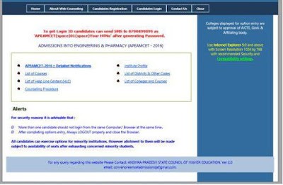 AP EAMCET Web Options Procedure rank wise Dates Certificate Verification apeamcet.nic.in
