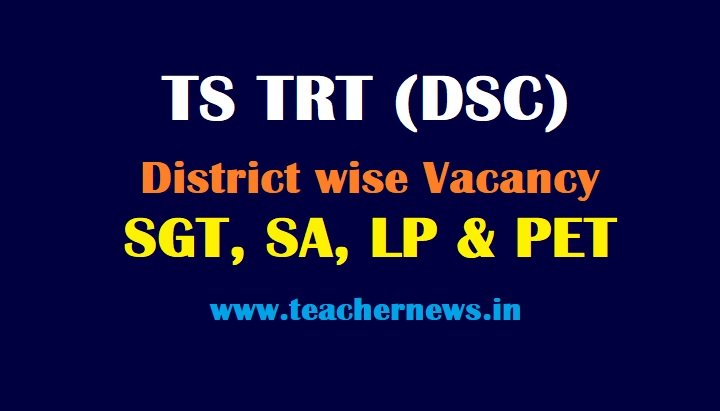 TS TRT SGT District wise Vacancies - Telangana DSC SA/ LP/ PET Vacancy list tspsc.gov.in