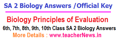 SA2 Biology Key Sheet 2022 SA 2 General Science Answers Official Principles of Evaluation