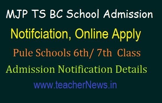 MJP TS BC Schools 6th, 7th, 8th class Online Apply 2024: Pule Schools 6th Admission Notification
