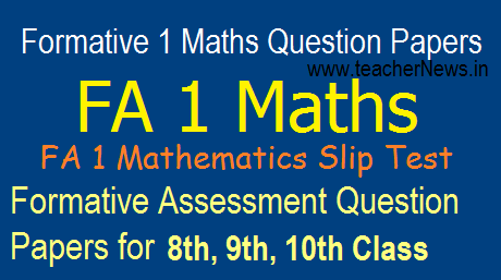 AP FA1 Maths Question Papers 2025: 6th to 10th Class Slip Tests