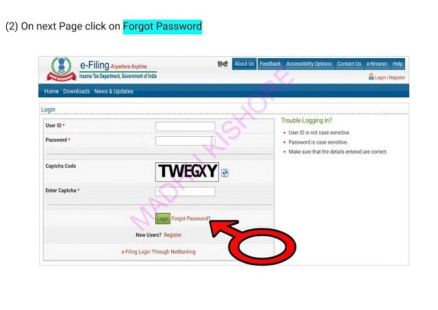 Income Tax e filling Password Reset Process 7