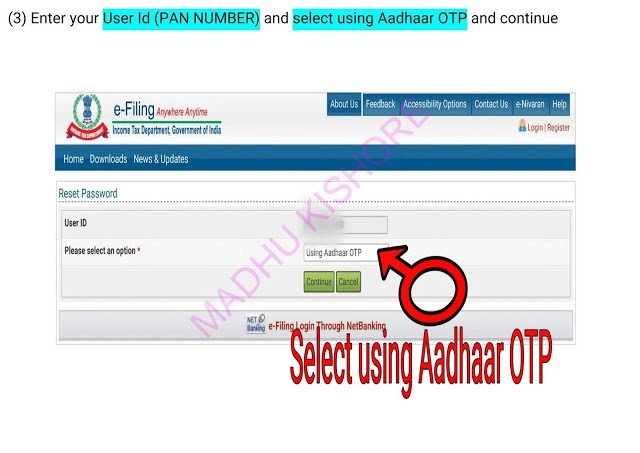 Income Tax e filling Password Reset Process 5