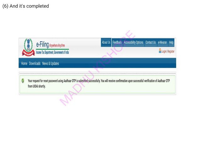 Income Tax e filling Password Reset Process 2