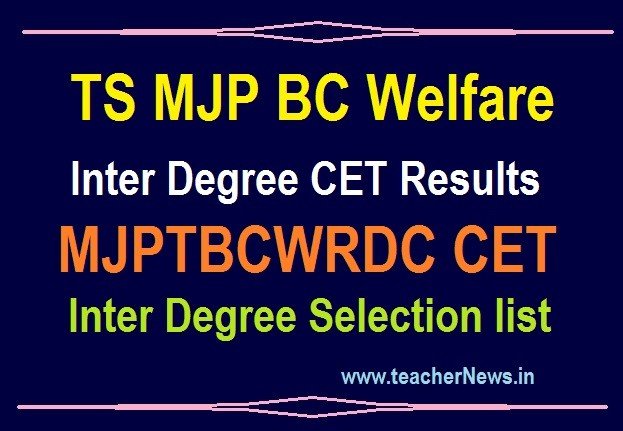 TS MJP BC Welfare RJC RDC Results - MJPTBCWRDC CET Inter Degree Selection list