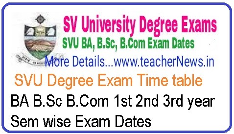 SVU Degree Exam Time table 2024 Download BA B.Sc B.Com 1st 2nd 3rd year Sem Exam Dates