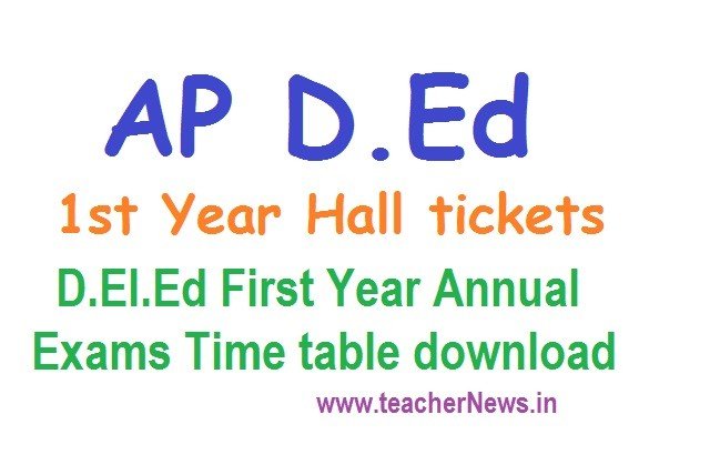 AP D.Ed 1st year Hall Tickets Exam Dates / Time table, Exam Fee batch