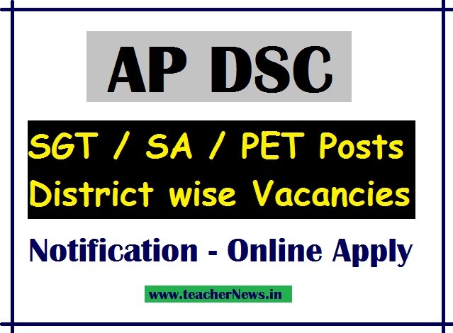 AP DSC 2023 SGT District wise Vacancies - AP DSC Notification (Released) Details Download Pdf
