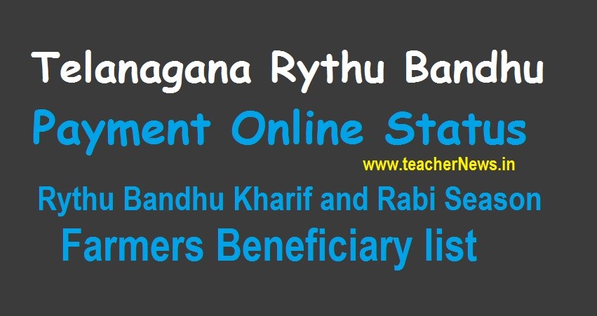Telanagana Rythu Bandhu Payment Status - Scheme Farmers List Rabi Kharif 2020