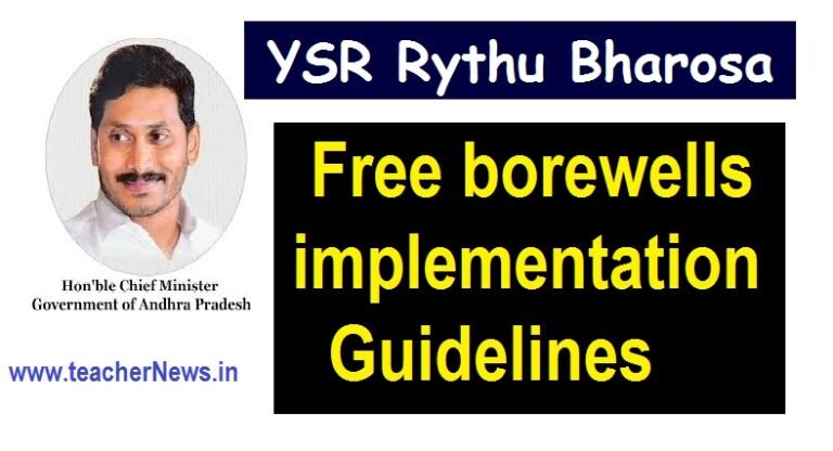 Free borewells to farmers - YSR Rythu Bharosa Free borewells implementation Guidelines