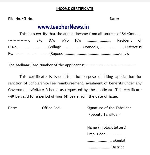 Income Certificate Issue Guidelines of Rice Card to be eligible for BPL GO 205