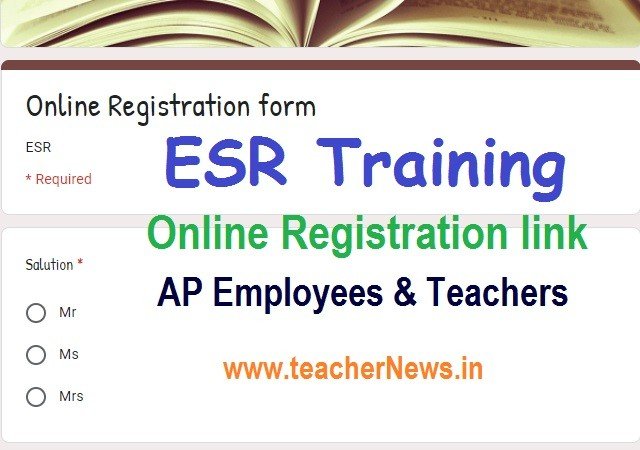 ESR Training Online Registration link for AP Employees Teachers on 15th Feb 11 am to 12.30 PM - e sr youtube training