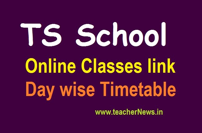 TS School Online Classes link & Time Table Day wise links 2022 - Digital, YouTube, TV, T-SAT App