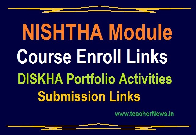 NISHTHA Training Course Enroll Link for TM, EM & Urdu - DISKHA Portfolio Activities Submission Links