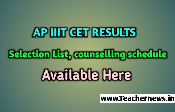 AP IIIT CET Hall tickets , Selection list Counselling Schedule RGUKT
