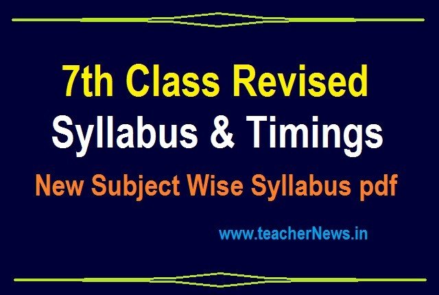 7th Revised Syllabus 2023-24 APSCERT 7th class Subject Wise New Syllabus PDF
