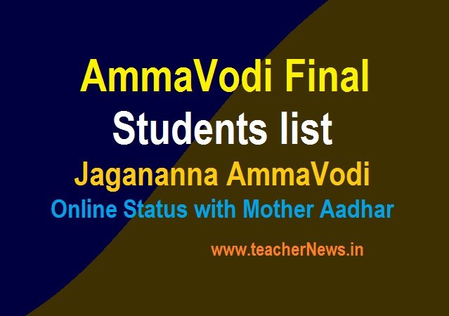 AmmaVodi Final Students list - Jagananna AmmaVodi Online Status with Mother Aadhar