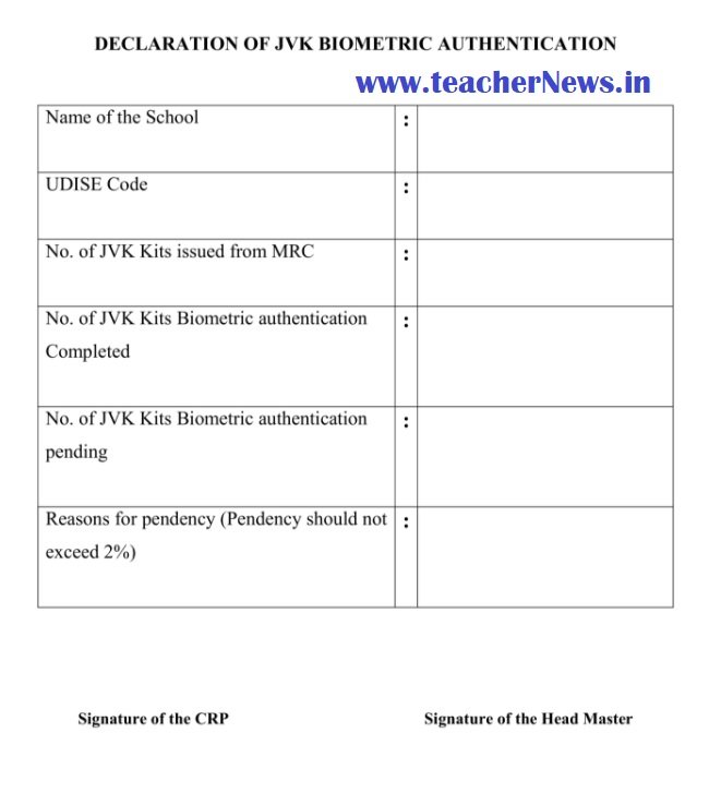 JVK Kit Biometric Authentication Declaration Form