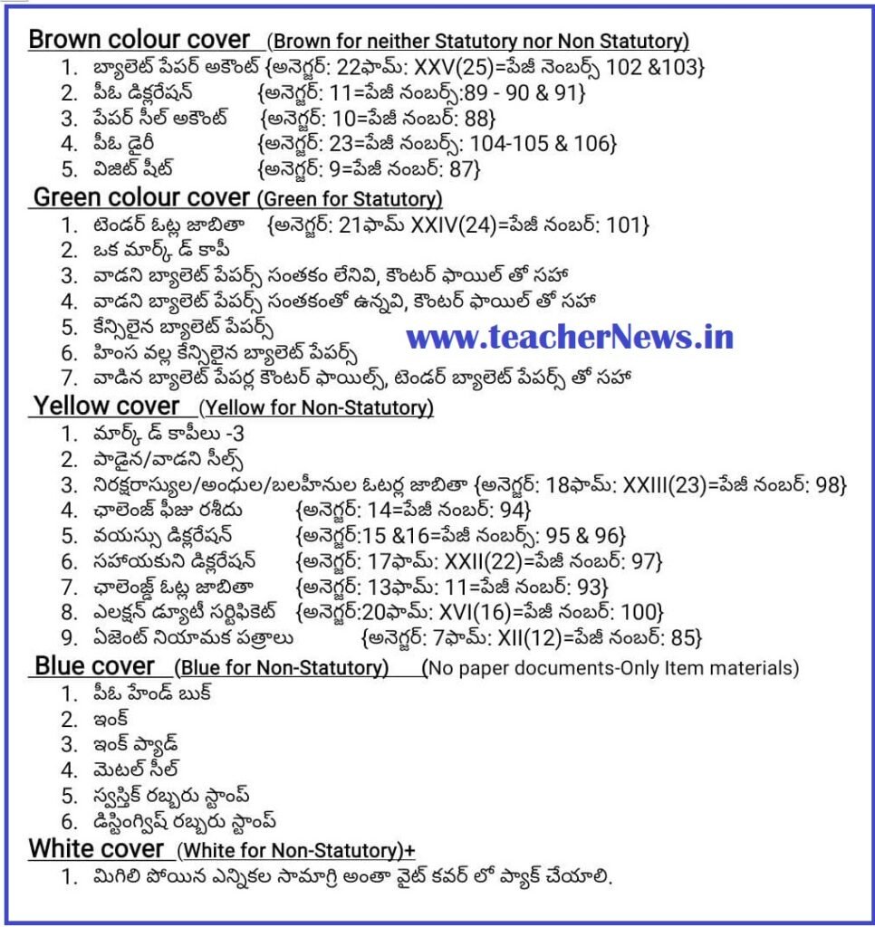Presiding Officer Diary & Submit Model Forms Loksabha Elections 2024