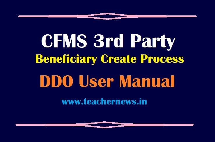 CFMS 3rd Party Beneficiary Create Process By DDO - User Manual with Screen Shots