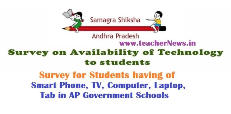 Survey for Students having of Smart Phone, TV, Computer, Laptop, Tab in AP Government Schools