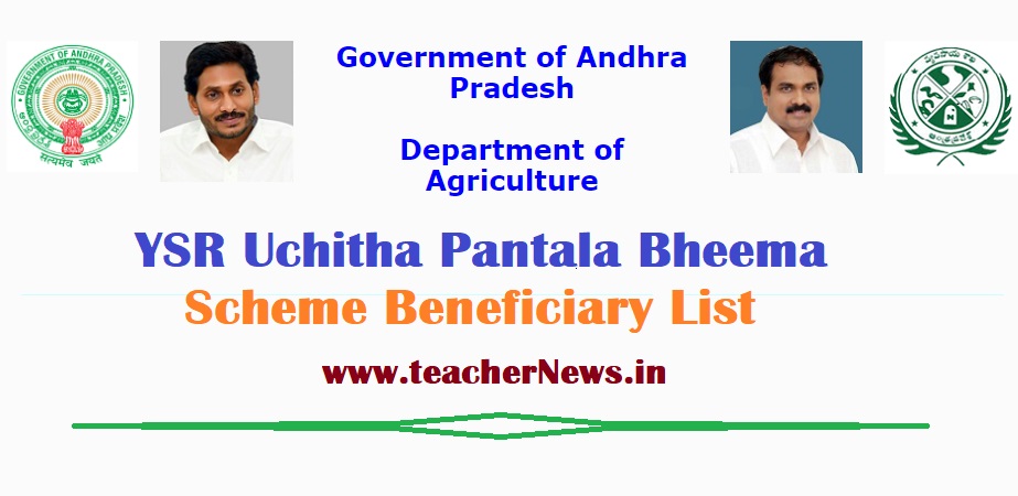 YSR Uchitha Pantala Bheema Scheme Beneficiary List | AP Crop Insurance Farmers List