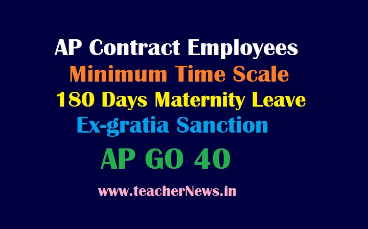 AP Contract Employees Time Scale, 180 Days Maternity Leave, Ex-gratia Sanction GO 40