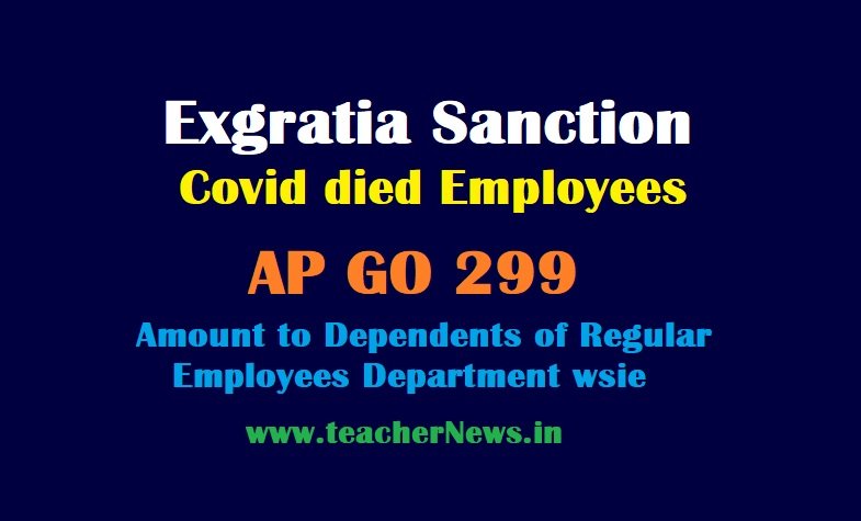 Exgratia Sanction with Covid died Employees - Amount to Dependents of the Regular employees GO 299