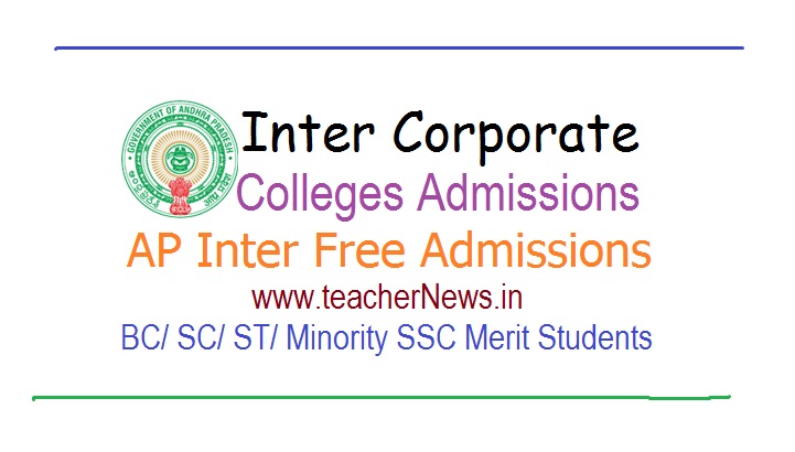 AP Corporate College Inter free Admission Application Form, Selection list, Seat allotment list, Certificate Verification Dates
