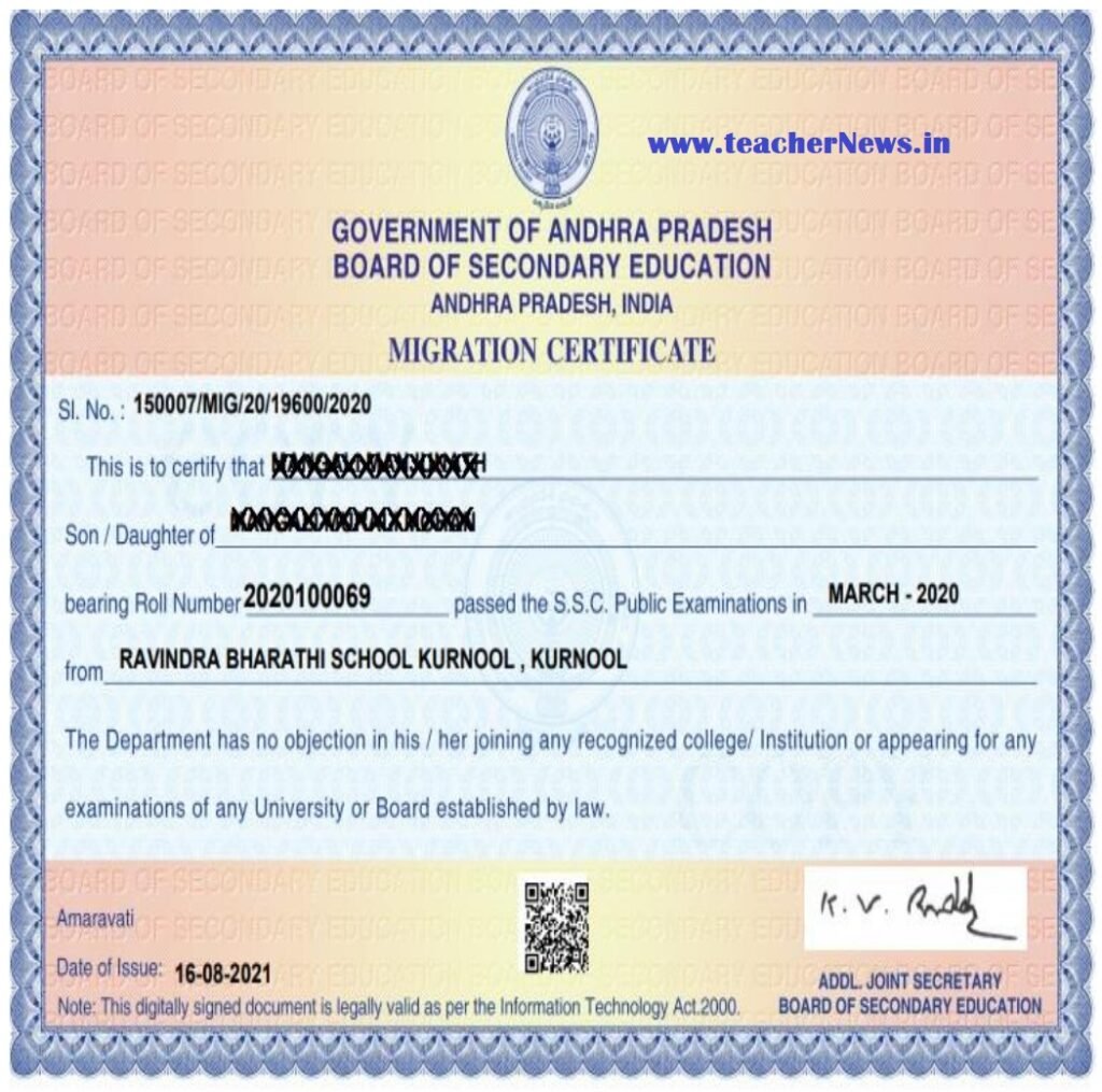 AP SSC Migration Certificate Online Application Apply Process 