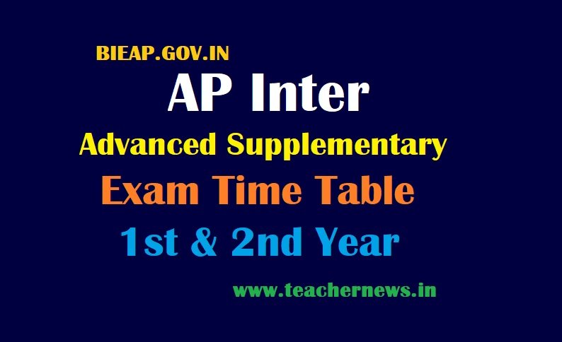 AP Inter Advanced Supplementary Time Table - AP Intermediate 1st & 2nd Exam Dates