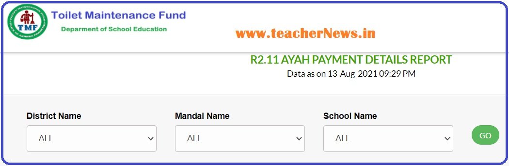 Sanitary Ayah Amount Status - AP Schools Aya Payment Released without login