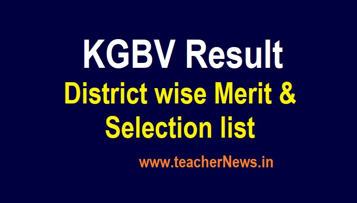KGBV Posts Selection list for Principal, PGT, CRT, PETs Merit List Results (Released)