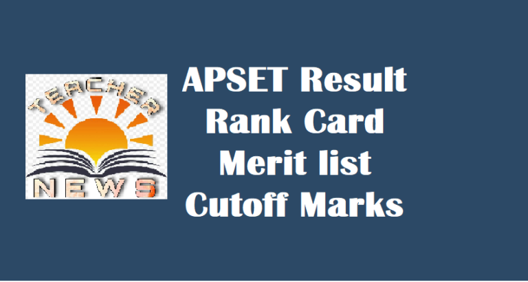 APSET Result at apset.net.in APSET Rank Card, Merit list, Cutoff Marks