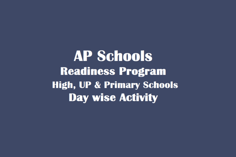 AP Schools Readiness Program 2022 for High School & Primary Schools - Day wise Activity