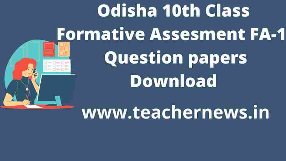 Odisha 10th Class FA1 Question papers