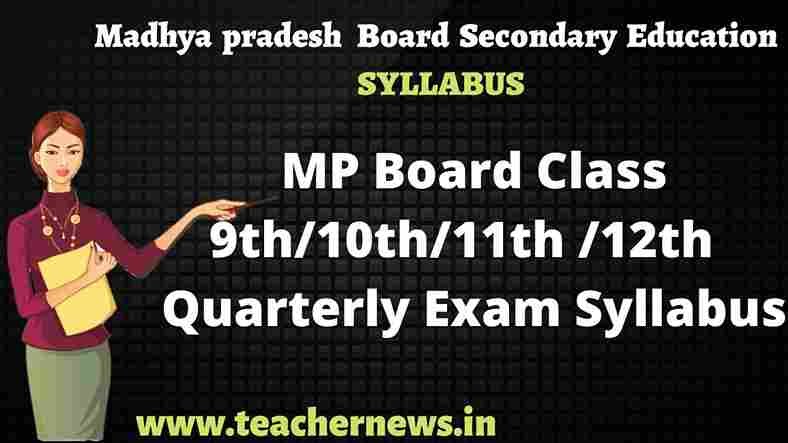MP Board Class 9th To 12th Syllabus Download