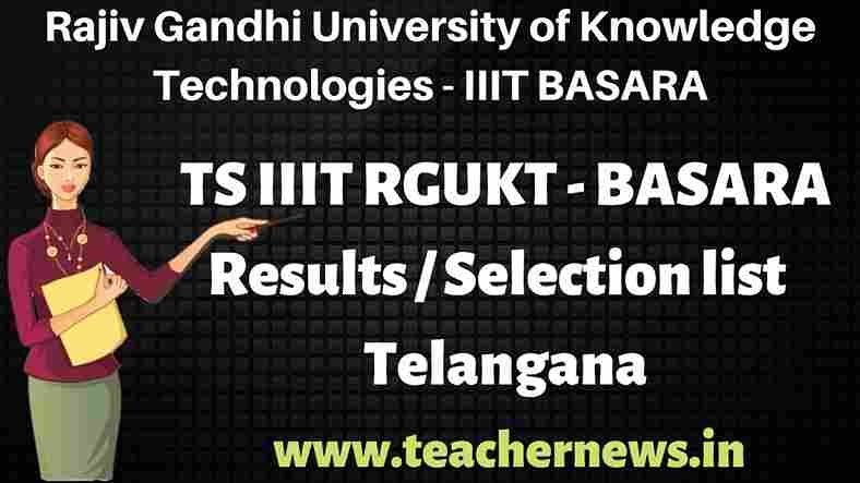 TS IIIT RGUKT - BASARA Results Selection list 2023 Telangana
