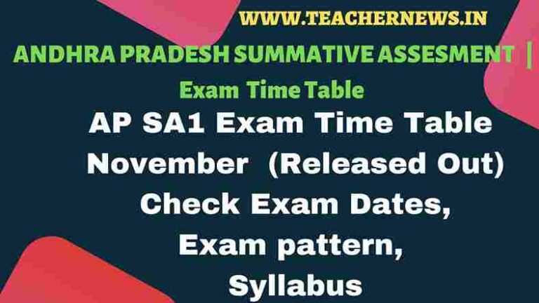 AP SA1 Exam Time Table Nov-2022