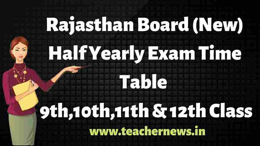 Rajasthan Board Half Yearly Exam Time Table 2022 Latest