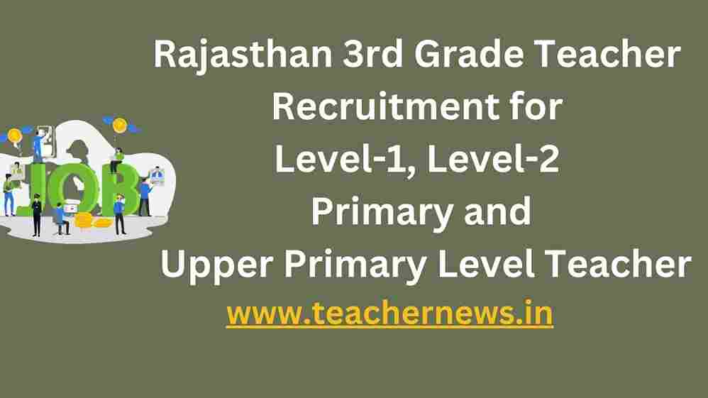 Rajasthan 3rd Grade Teacher Recruitment for Level1, Level2