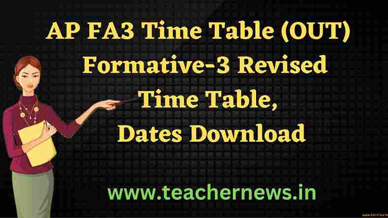 AP FA3 Time Table (OUT) 2023 Formative-3 Revised Time Table, Dates Download
