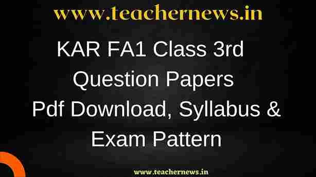 KSEEB 3rd Class FA1 Question Papers