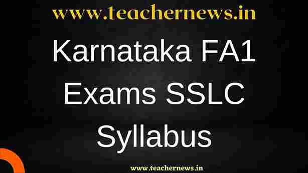 Karnataka FA1 Exams SSLC Syllabus