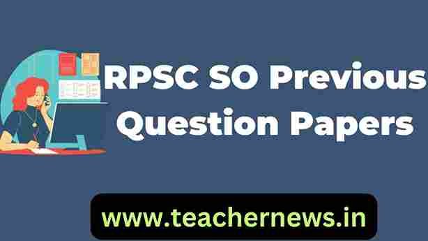 RPSC SO Previous Question Papers