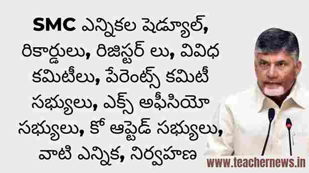 SMC 2024 ఎన్నికల షెడ్యూల్, రికార్డులు, రిజిస్టర్ లు, వివిధ కమిటీలు, పేరెంట్స్ కమిటీ సభ్యులు, ఎక్స్ అఫీసియో సభ్యులు, కో ఆప్టెడ్ సభ్యులు, వాటి ఎన్నిక, నిర్వహణ