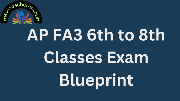 AP FA3 6th to 8th Classes Exam Blueprint Changes 5th to 8th JAN 2026, Section Wise Marks, Timing Check Here
